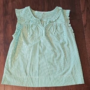 Crown & Ivy Green and White Striped Top